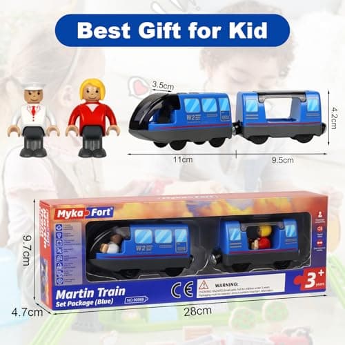 Sweetone Train de locomotives à Piles(Connexion Magnétique), Train Electrique Enfant, Train en Bois Compatible avec Thomas, Brio, Chuggington, Jouet pour Tout-Petits pour dès 3 Ans