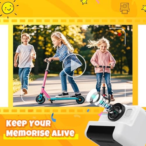 HiMont Appareil Photo Instantané Enfants, 1080P Appareil Photo Numérique Enfant & Caméra Vidéo avec Carte de 32GB & 3 Rouleaux de Papier d'impression, Cadeaux pour Garçons & Filles de 3 à 12 Ans