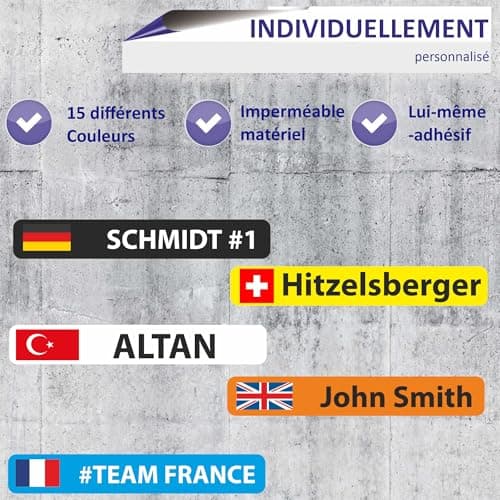 INDIGOS UG® Lot de 13 Autocollants pour nom - Drapeau Lisse - Brésil - 13 Autocollants pour Drapeau - avec nom & Texte souhaité - Vélo, Voiture, Moto, personnalisé