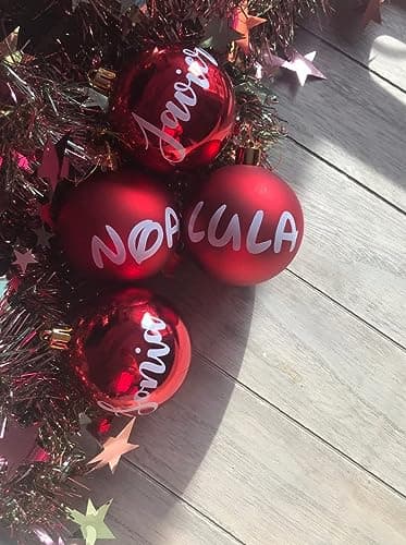 Boule de Noël personnalisée prénom ou texte au choix, decoration de sapin rouge, 5 pièces. Boules de noël Olesea