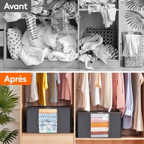 Lifewit Sac de Rangement pour Couette en épais Non-tissé Sac de Rangement sous lit pour Édredons Couvertures Oreillers Jouets Vestes Vêtements (3, Gris)