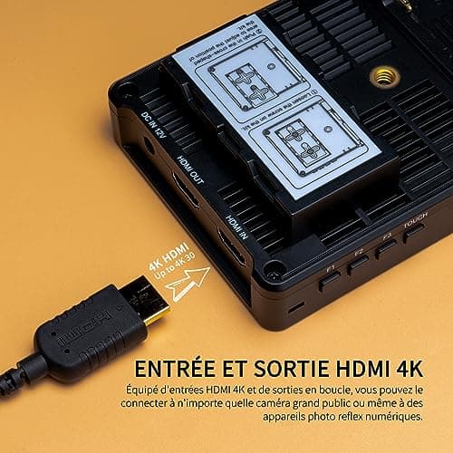 FEELWORLD F5PROX Caméra Moniteur de Terrain Écran Tactile 1600Nit 5,5 Pouces 4K HDMI DSLR Video Camera Monitor avec Batterie F750 Sacoche pour caméra Entrée de Type C 3DLUT Focus Peaking Histogramme