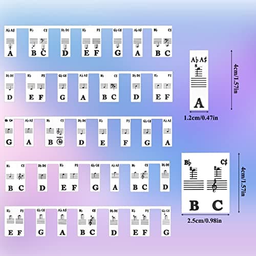 Amovibles pour Clavier de Piano, Autocollants Clavier Piano Pleine Grandeur, 88 Touches en Silicone pas Besoin de Coller Étiquettes Réutilisables, pour Piano pour Enfants Débutants et Adultes
