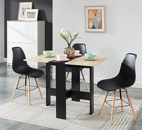 BAÏTA Table Pliante, Noir et chêne, L104cm