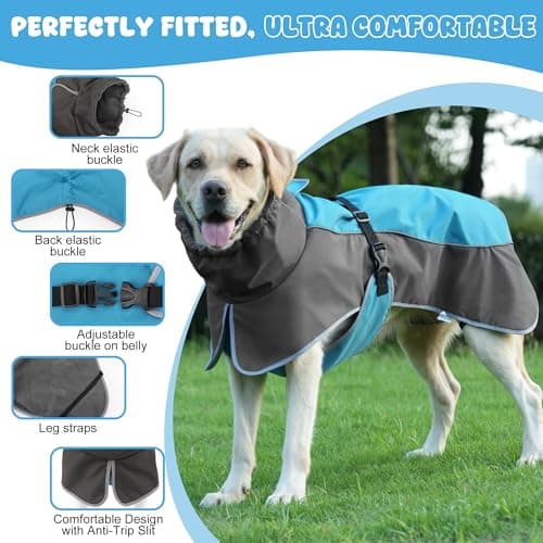 Veste Imperméable pour Chien, Réfléchissantes d'hiver Manteau Chaud pour Chien avec Doublure Polaire pour Chiens de Petite à Grande Taille Camping et Randonnée en Extérieur par Temps Froid
