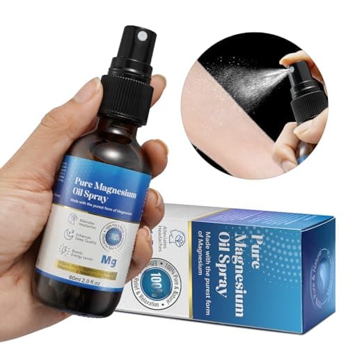 Spray d'huile de magnésium 100% organique et naturel (60ml), supplément de magnésium pour le corps, Spray d'huile de magnésium pur, Spray de magnésium pour les articulations, sans gluten