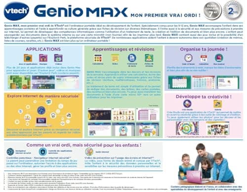 VTech - Genio MAX, Mon Premier Vrai Ordi Rose Métal, Ordinateur Enfant avec Écran Couleur 7 Pouces, Souris, 60 Activités et Jeux Éducatifs, Cadeau Enfant de 5 Ans à 12 Ans - Contenu en Français