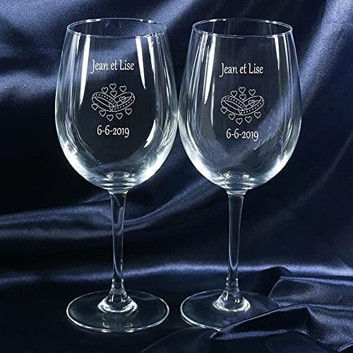 CALLE DEL REGALO Verres de vin gravés avec Les Noms, Dates ou Messages Que Toi Envies et Un Motif au Choix