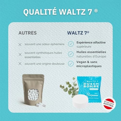 WALTZ 7 Set Bombes de Douche, 16 Sachet, 8 Senteurs, Aromatherapie, Calmant, Revigorant et Relaxant, Idee Cadeau Homme, Femme, Maman, Papa, Grand Mere, Coffret Beaute