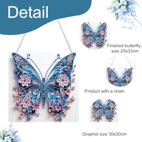 Aikeis DIY Diamant Art Pendentif Peinture à Suspendre Papillon Violet Cristal Spécial Pierre Précieuse Bricolage Peinture Kit de Peinture Décor de Mode