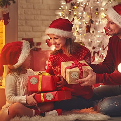 Lot de 500 autocollants cadeaux, étiquettes autocollantes, 1,5 pouces, fait maison avec amour, autocollants de Noël, autocollants cadeaux pour bricolage, pâtisserie, sacs cadeaux décoration