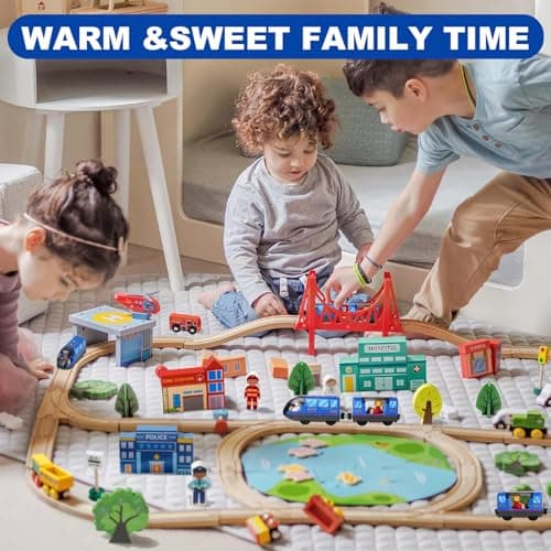 Sweetone Train de locomotives à Piles(Connexion Magnétique), Train Electrique Enfant, Train en Bois Compatible avec Thomas, Brio, Chuggington, Jouet pour Tout-Petits pour dès 3 Ans