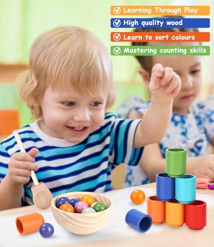 Jouet Montessori en Bois pour les Jouet Enfant 2 ans et plus, Jeu Enfant 2 ans Préscolaire de tri et D'association pour Apprendre à Reconnaître les Couleurs et à Compter, Cadeau pour Les 2 3 4 5 Ans