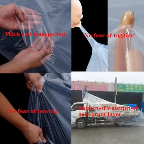 MAILEKT Bache pour Serre,Bache Plastique Transparente, Bache Serre Tunnel 3m x 3m, Film Polyéthylène de Extra-épais Clair Jardin Grandir Couverture De Polytunnel pour Légumes und Tomate