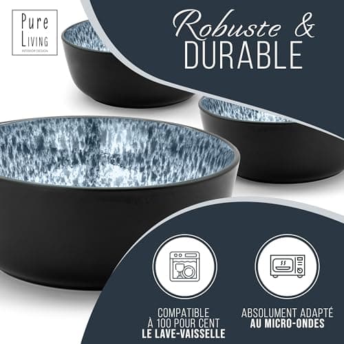 Tasse Café 6er Set en Grès Ibiza - Chic et moderne, compatible lave-vaisselle et micro-ondes - Tasses à Café Pure Living - Ensemble de Tasses à Thé et à Café Cool en bleu fumé