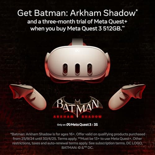 Meta Quest 3 512 Go – Le plus puissant des Quest – L’expérience ultime de réalité mixte – Batman: Arkham Shadow et 3 mois d’essai de Meta Quest+ inclus