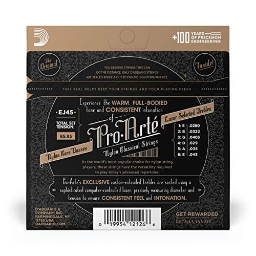 D'Addario Corde Guitare Classique - Cordes Pro-Arte EJ45 - en nylon - Normale