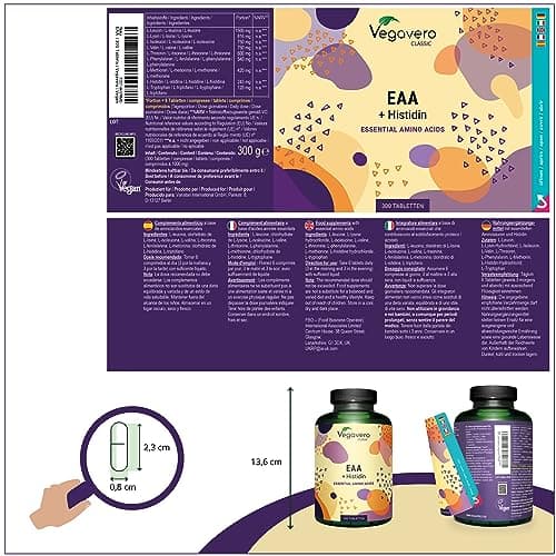 BCAA 2.1.1 | Dosage Elevé : 3000 mg | 8 Acides Aminés Essentiels (EAA) + Histidine | 100% NATUREL | Récupération + Développement Musculaire | Sans Additifs & Vegan | 300 Comprimés | Vegavero®