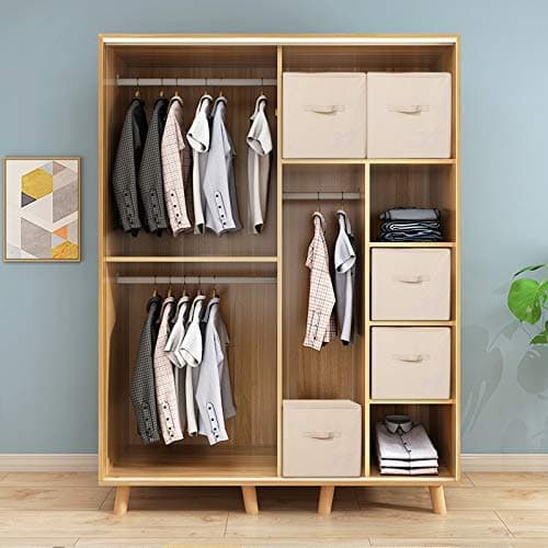 56 * 33 * 32 cm, Grandes boîtes de rangement pliantes pour armoires avec couvercle zippé et pochette pour étiquettes, poignées, pour l'organisation des vêtements et de la literie, beige
