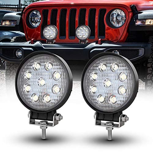 AUXTINGS 10 Pieces 10 cm 27W Spot Rond Barre Lumineuse LED Lampe de Travail Bar Off Road camions SUV Conduite Feux de Brouillard 12V 24V