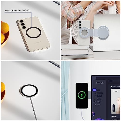 imluckies Support de Téléphone Magnétique Amovible pour Ordinateur Portable/Bureau/Moniteur/Mur, Pliable & Fin & Portable Support Modulaire pour MagSafe iPhone et Tous Téléphones, Argenté