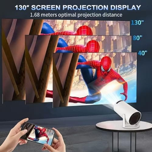 Mini Projecteur Portable 4K 1080P Full HD Compatible avec Android 11 et Netflix – WiFi 6, BT 5.0, Rotation à 180°, Petit Projecteur de Cinéma Maison avec Correction Automatique du Trapèze