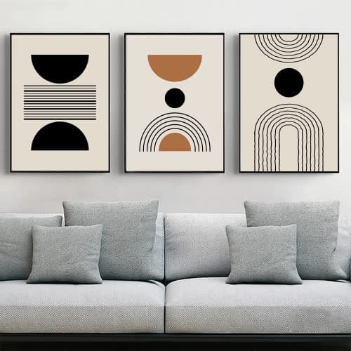 LYBOHO Lot de 3 posters d'art abstrait, modernes, tableaux muraux, style bohème, pour salon, chambre à coucher (géométrie 1, 3 pièces, 40 x 60 cm)