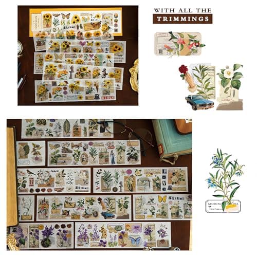 Ptyism 612 Pièces/48 Feuille Autocollant Scrapbooking,Stickers Scrapbooking丨Scrapbooking Autocollant Autocollants pour Scrapbooking Pour DIY Bullet Journal Scrapbooking etc