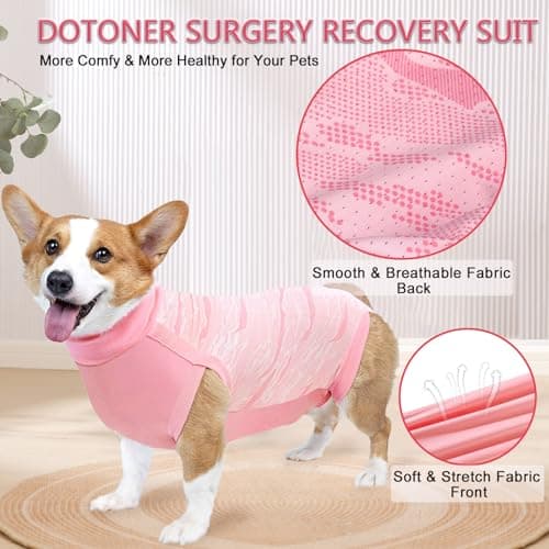 Dotoner Combinaison de Recuperation Chien Body Chien Post Operatoire Femelle Male Chirurgical Chien Body pour Chien après Stérilisation Alternative au collerette Chien Anti lechage