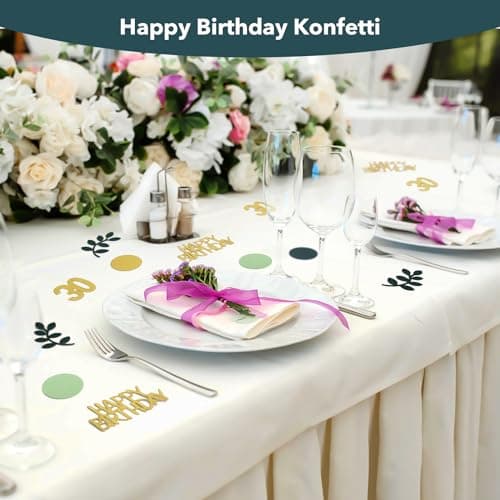 REJOECE 300 Pièces Confettis Anniversaire Verts et Dorés,Confetti de Table Happy Birthday,30 Ans Vert Confettis,Confettis Anniversaire 30 ans pour Anniversaires pour Fête D'Anniversaire, Homme,Femme