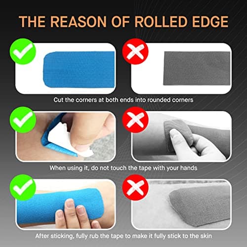 OK TAPE Ruban de Kinésiologie, ruban athlétique élastique en coton original de base pour le soutien et la récupération, sportif thérapeutique pour soulager la douleur, 5cm x 5m non-coupé,Noir