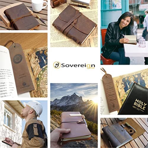 Coffret cadeau Journal en Cuir avec signet en Cuir Effet Vieilli + Stylo, Carnet de notes relié en cuir Carnet Journalier pour lui et pour elle Meilleur Coffret Cadeau De Luxe Carnet de voyage 18x13cm