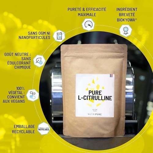 Nutripure | L-Citrulline BioKyowa® Végétale | Améliore la Congestion Musculaire lors de l'Entraînement | Précurseur de l' Arginine | Sans Malate de Citrulline | 800gr | Made in France