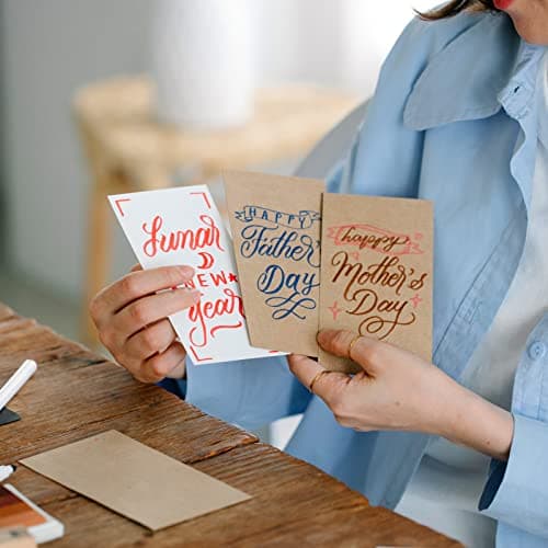 100 Pièces Carte Blanche Vierge A6, 15x10cm Papier Kraft Cartes de Voeux Vierge, 350g/m2 Carte en Papier Message Cadeau, Vierges Papier Carton pour Artisanat Banquets Scolaires Bureau (Marron)