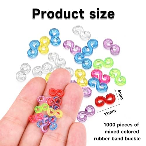 ATBUSS 1000pcs accessoires de sangle, boucles de bande élastique de couleur en forme de S, accessoires de bijoux de bricolage pour attacher des accessoires de bijoux de bracelet de sangle (coloré)