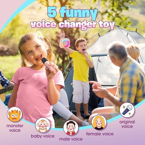 Micro Enfant, Jouet Fille 3-10 Ans Micro Karaoke Enfants avec 2 Micro sans Fil, Mini Microphone Karaoké Cadeau Fille 3-12 Ans Anniversaire - Cadeau de Noël pour Fille