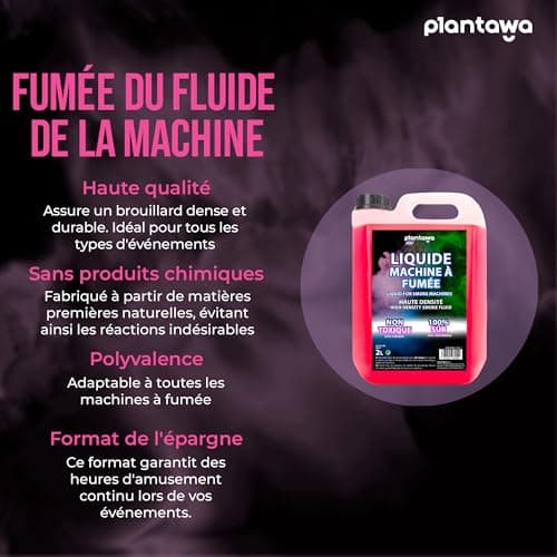 PLANTAWA Machine à fumée naturelle 2 litres | Liquide machine à fumée haute densité et longue durée, sans danger pour la respiration, sans produits chimiques dangereux, cruelty free, discothèques,