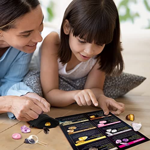 Byncceh Kit d'excavation en Cristal Scientifique de Géologie,Kit de Creuser, Kit de Fouille Fossiles Gemmes, Jouet Cadeau de Minéraux pour Enfants Garçons et Filles