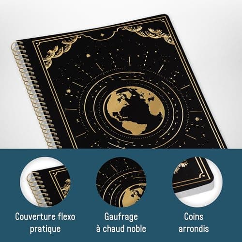 paper&you® Bullet Journal à pois A5 avec reliure à spirale « New Adventures » 160 pages Carnet à pois avec spirale, bloc-notes à spirale, durable et respectueux du climat