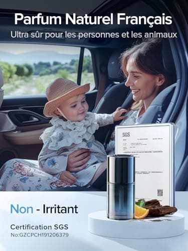 Desodorisant Voiture Ceeniu CF3, 135ml Parfum Naturel, Dure 4-8 Mois, Lumière Ambiante Silencieuse, Concentration Réglable, Auto On/Off, Batterie Intégrée, Car Air Freshener,Vanille velours