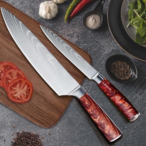 SOSINYA 2 pièces Set Couteau Cuisine Professionnelle:Couteau de Chef 20,5cm & Couteau de cuisine Universel 13cm,Acier Inoxydable Lame Tranchante, Manche Ergonomique Couteaux de cuisine.