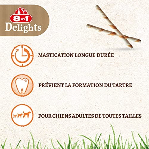8in1 Delights Twisted Sticks - Sticks torsadés à Mâcher garnis de poulet pour Chien - 35 pièces