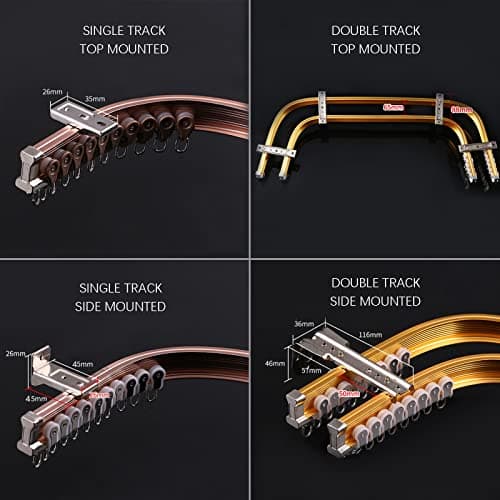 TEN-HIGH Tringles à rideaux flexibles en aluminium, Tringles à rideaux pliables, Tringles à rideaux doubles, Tringles à rideaux lourdes et luxueuses (Or rose, 2 * 3.3m)