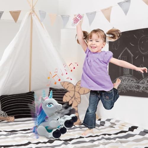 Lexibook Power Unicorn® - Mon Robot Licorne Savant à Dresser programmable avec télécommande, Fonction Dressage et contrôl gestuel, Danse, Musique, Effets Lumineux, Rechargeable - UNI01