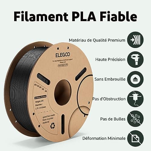 ELEGOO Filament PLA 1.75mm Beige 1KG, Filament pour Imprimante 3D Précision Dimensionnelle +/- 0.02mm Bobine de Carton Filament d'Impression 3D Convient à la plupart des Imprimantes 3D FDM