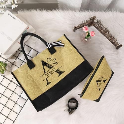 Personnalisé Sac à Main Sac Fourre Tout Grand Sac à Provisions Nom Naissance Fleurs Sac à Bandoulière Avec Fermeture éclair Cadeaux Pour Mère Noël Anniversaire Fête Des Mères (style 5)