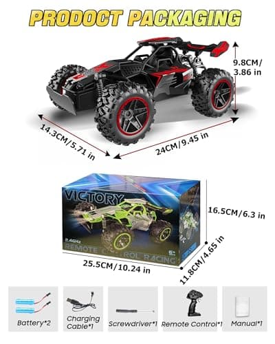 SZJJX Voiture Télécommandée Tout Terrain avec LED,2.4Ghz 15+KM/H Voiture Telecommandé Enfant 3 4 5 6 7+,Voiture RC,Coquille Alliage,Jouet Voiture Radiocommandée Cadeau pour Fille Garcon Noir Rouge