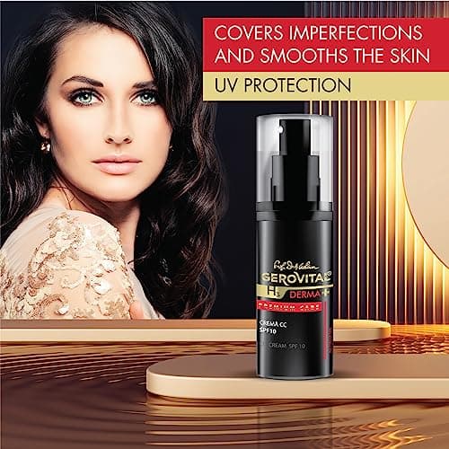 CC Crème avec FPS 10 pour le Visage, Teinte Moyenne Adaptable à la Peau, Hydrate, Couvre les Imperfections, Uniformise, 30 ml, Gerovital H3 Derma+ Premium Care