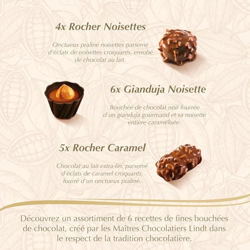 Lindt - Boîte CONNAISSEURS Croquants - Assortiment de Chocolats au Lait, Noirs et Blancs - Idéal pour Noël, 405g