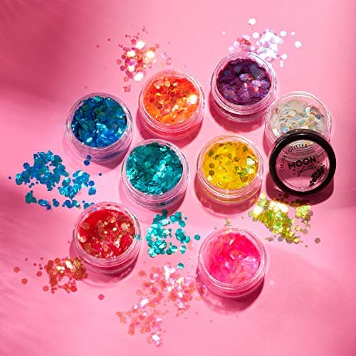 Paillettes rondes irisées par Moon Glitter (Paillette Lune) – 100% de paillettes cosmétique pour le visage, le corps, les ongles, les cheveux et les lèvres - 3g - Bleu